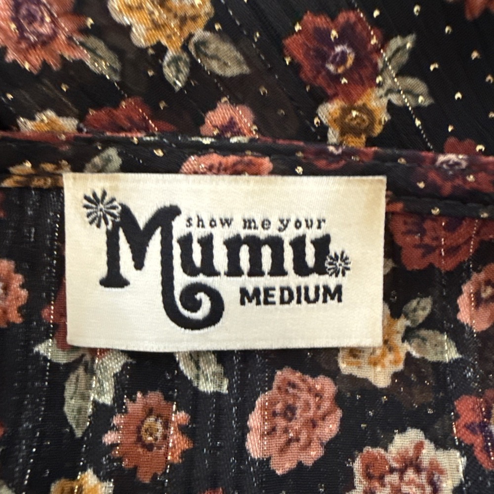 Show Me Your Mumu Valley Mini Dress Black Floral Size M Festival Y2K Sheer Boho - Picture 10 of 12